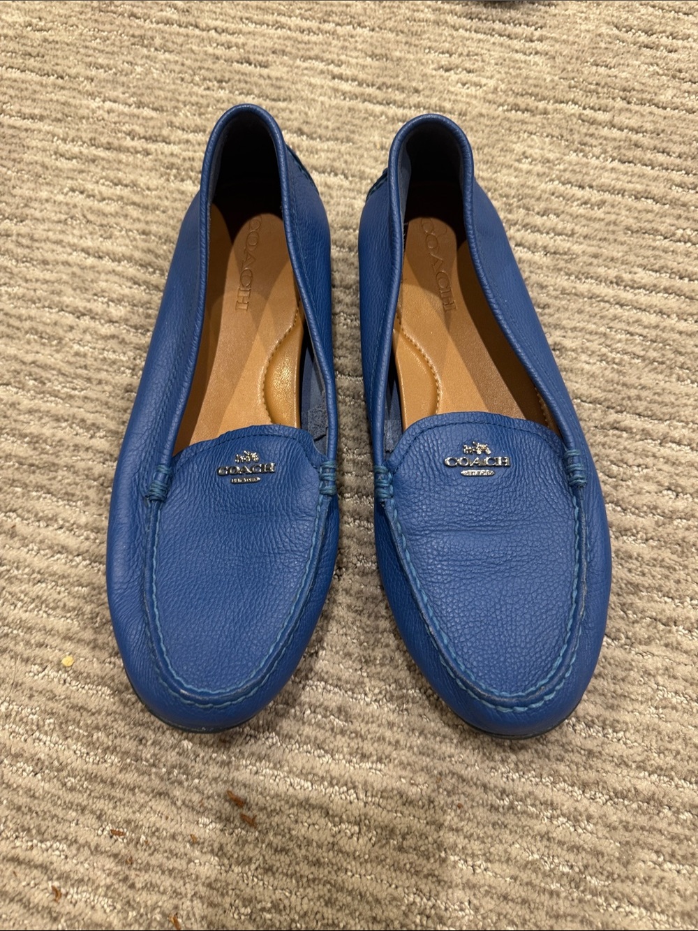 Coach Blue Pebbled Leather Driving Loafers Size 10